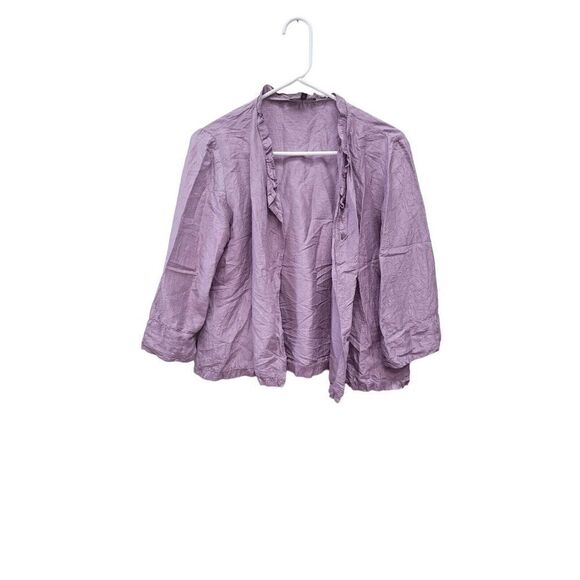 Eileen Fisher Womens Purple Open Front Button Up Silk Jacket Blazer Size Small - Picture 2 of 9